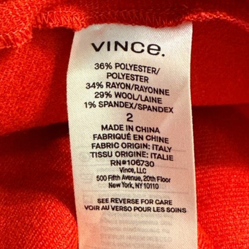 Vince Red Asymmetrical Drape Skirt Size 2 Wool Blend Crimson - Picture 7 of 11